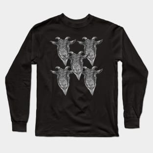 Satanic black and white goats Long Sleeve T-Shirt